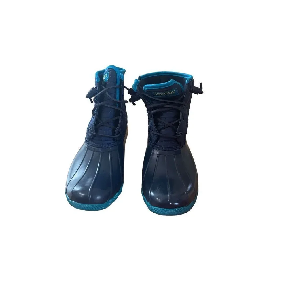 Sperry Womens Navy Blue Top Sider Saltwater Puff Duck Rain Boot STS86707 Size 8